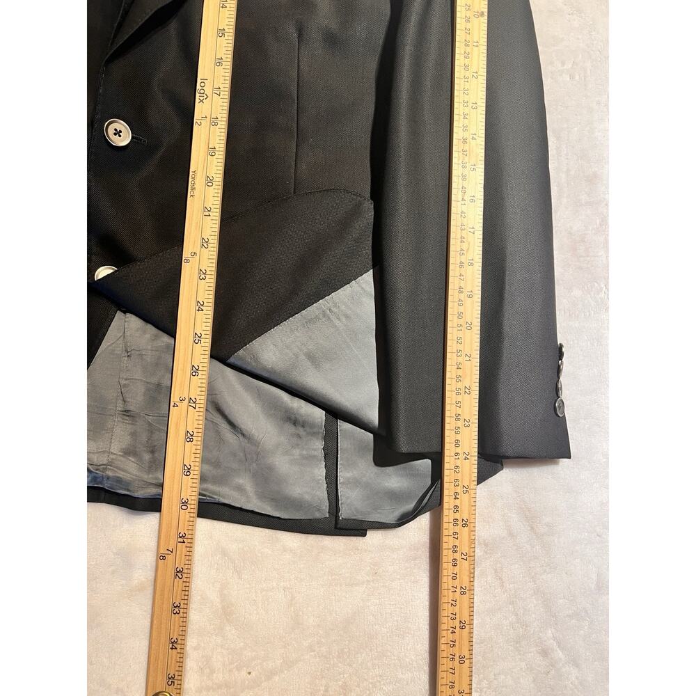 Samuelsohn Custom 44R Solid Black Quality Designer Blazer Silver Tone Buttons - Picture 16 of 16